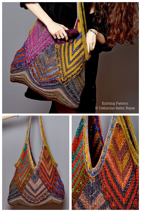 Scrapbuster Satchel Market bag Free Knitting Pattern 