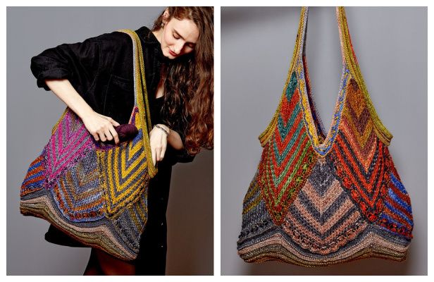 Scrapbuster Satchel Market bag Free Knitting Pattern
