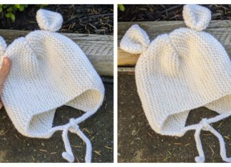 Knit Teddy Bear Baby Hat Free Knitting Pattern + Video