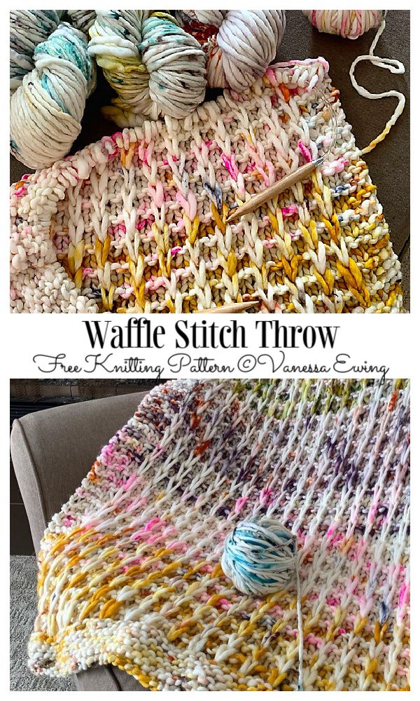 Waffle Stitch Throw Free Knitting Pattern