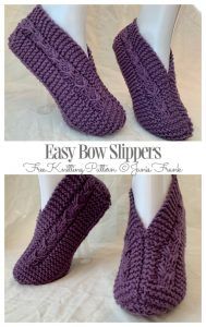 Easy Bow Slippers Free Knitting Pattern - Knitting Pattern