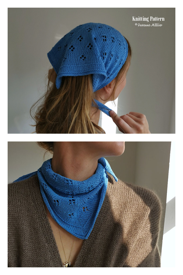 HOLLY Bandana Head Kerchief Knitting Pattern