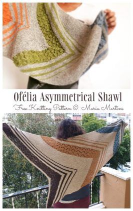 Ofélia Asymmetrical Shawl Free Knitting Pattern - Knitting Pattern