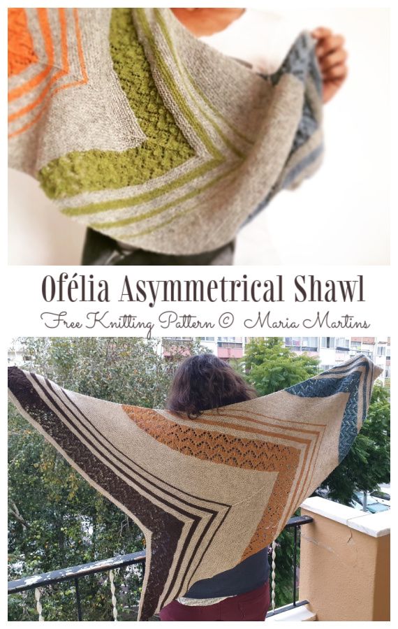 Ofélia Asymmetrical Shawl Free Knitting Pattern