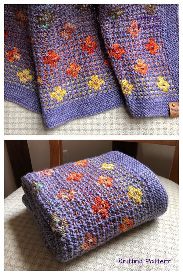 Pressed Flowers Blanket Knitting Pattern
