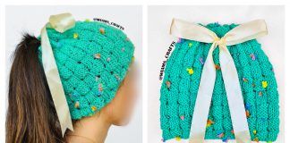 Weaved Messy Bun Hat Free Knitting Pattern