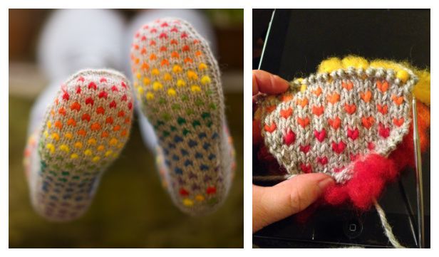Cadeautje Chunky Heart Slippers Knitting Pattern