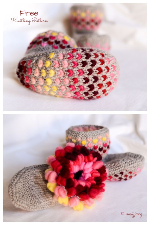 Cadeautje Chunky Heart Slippers Knitting Pattern