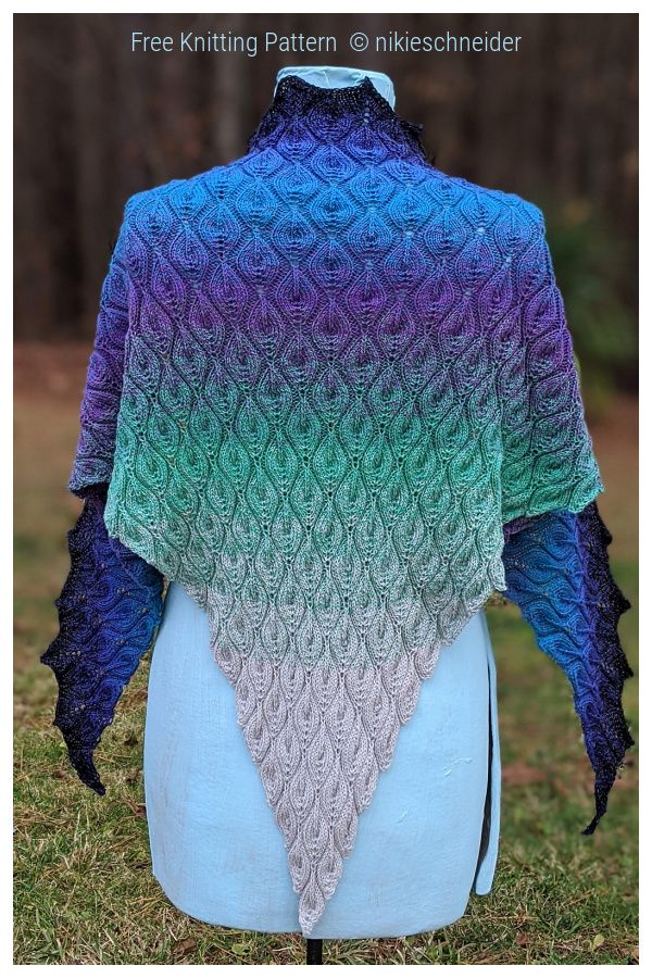 Knit Peacock Candle Flame Shawl Free Knitting Pattern