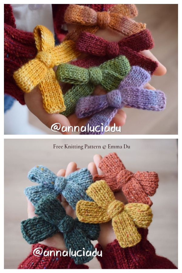 Simple Love Bow Free Knitting Patterns