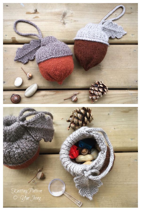 Acorn Pouch Bag Knitting Patterns