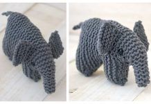 Easy Flat Knit Plush Elephant Free Knitting Pattern
