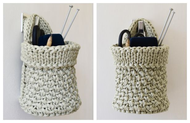 Hanging Wall Basket Free Knitting Pattern