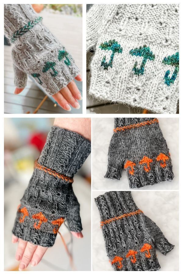 Umbrella Weather Fingerless Gloves Free Knitting Pattern