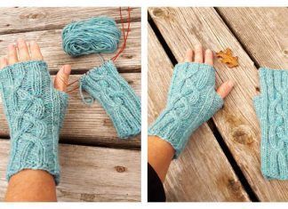 Cabled Big V Little Mitts Free Knitting Pattern