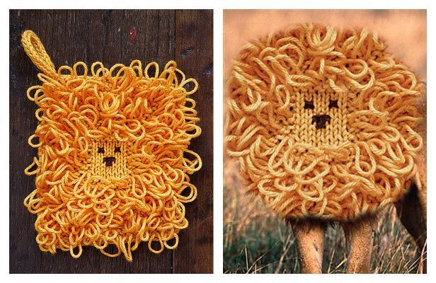 Lion Grrr Washcloth Free Knitting Pattern