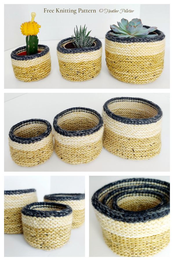 Round Nesting Baskets Free Knitting Pattern