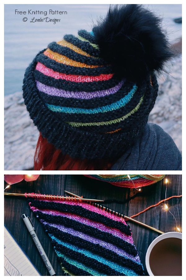 Striped Swirl Beanie Hat Free Knitting Patterns