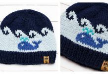 Whale Wave Beanie Hat Free Knitting Pattern