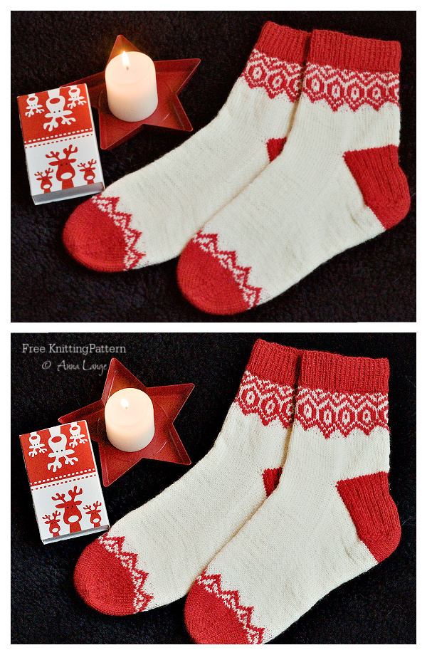 Christmas Fancy Fairylights Socks Free Knitting Patterns