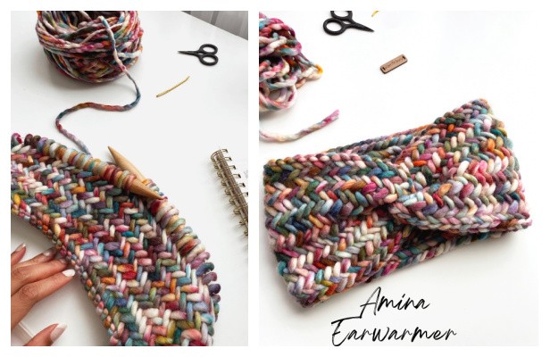 Chunky Herringbone Earwarmer Free Knitting Pattern