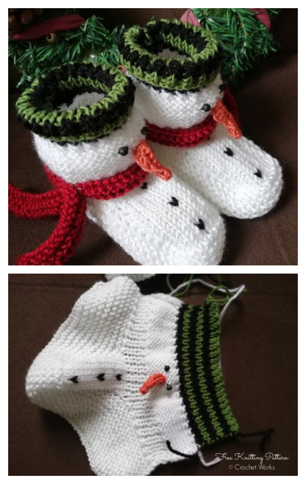 Snowman Baby Booties Free Knitting Patterns