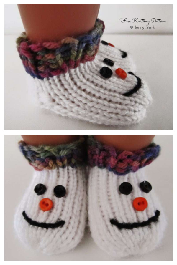 Baby Snowman Snowman Slipper Socks Free Knitting Patterns