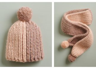 Two-Tone Hat and Scarf Set Free Knitting Patterns