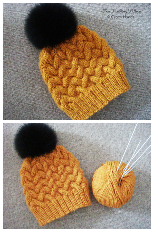 Chunky Winter Cable Hat Free Knitting Patterns