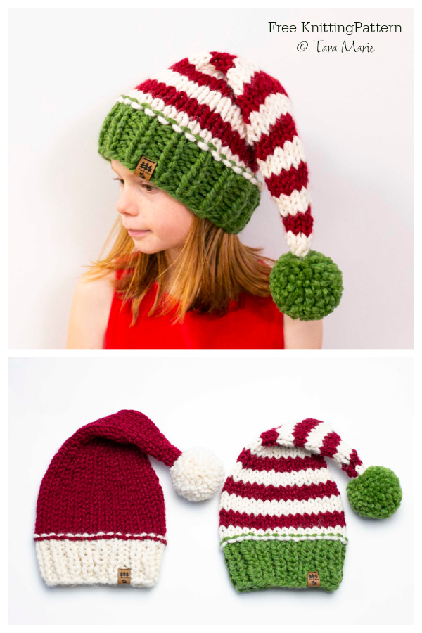 Christmas Stocking Cap Elf Hat Free Knitting Patterns
