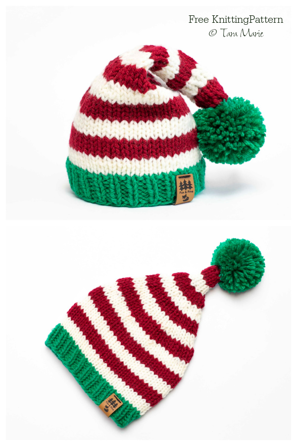 Christmas Elf Stocking Cap Hat Free Knitting Patterns