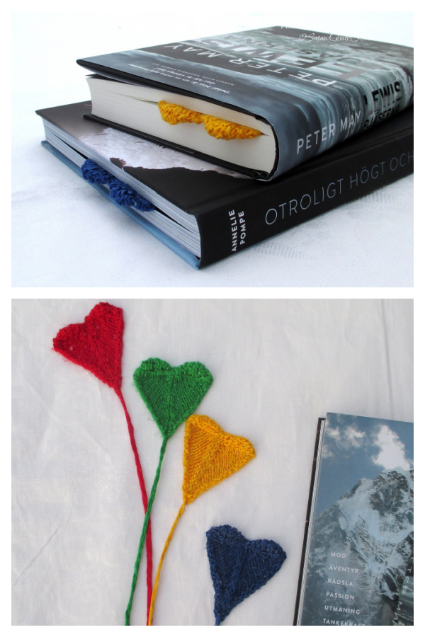 Book lover Valentine Bookmark Free Knitting Patterns 