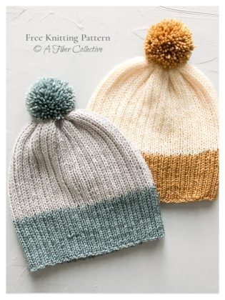 Color Block Beanie Free Knitting Pattern - Knitting Pattern