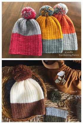 Color Block Beanie Free Knitting Pattern - Knitting Pattern