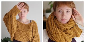 Ponvesca Pullover Sweater Scarf Free Knitting Pattern