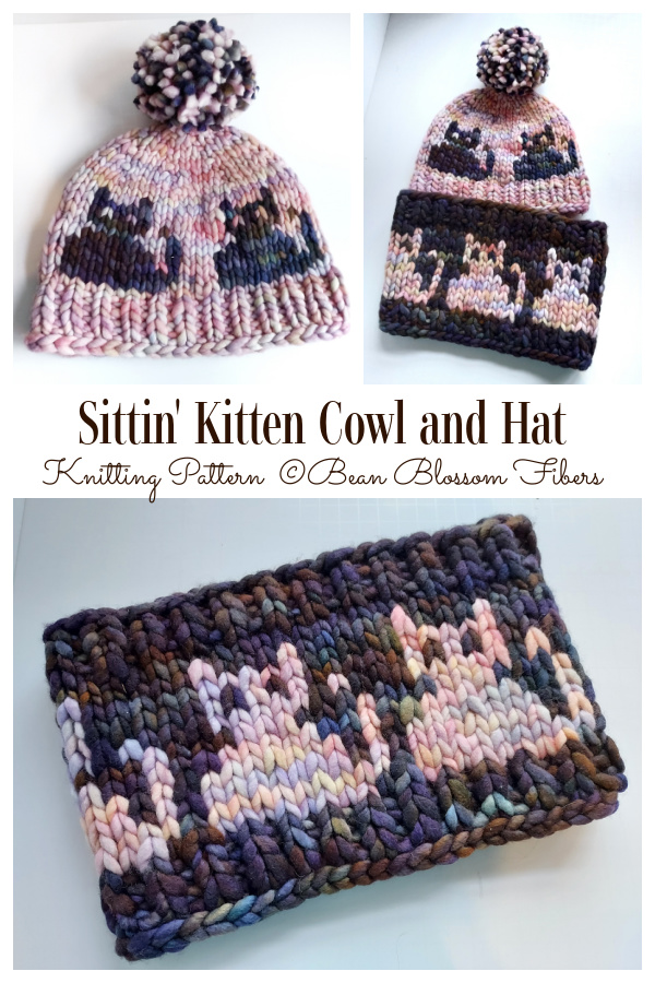 Kitten Cowl and Hat Knitting Pattern