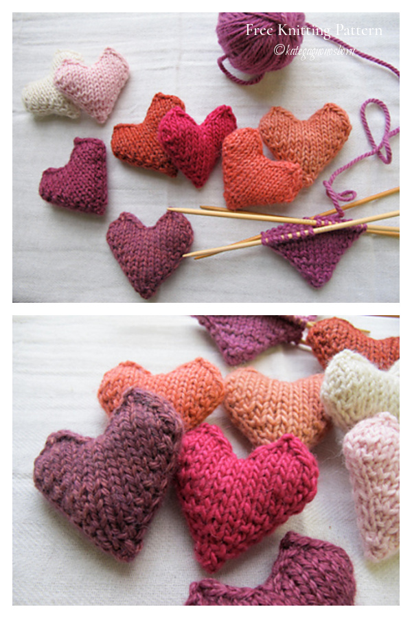 Little 3D Heart Free Knitting Patterns