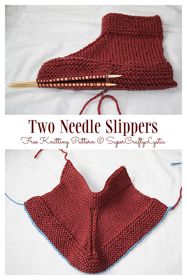 Two Needle Slippers Free Knitting Pattern