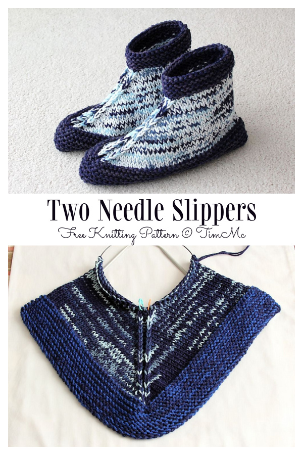 Two Needle Slippers Free Knitting Pattern Knitting Pattern