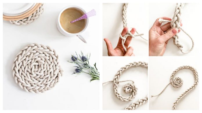 How to Finger Knit Rope Trivet 