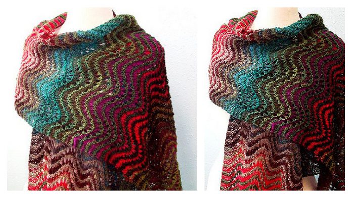 Wave and Shell Shawl Free Knitting Pattern