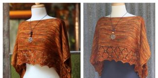 Autumn Leaves Linier Top Poncho Free Knitting Pattern