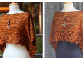 Autumn Leaves Linier Top Poncho Free Knitting Pattern