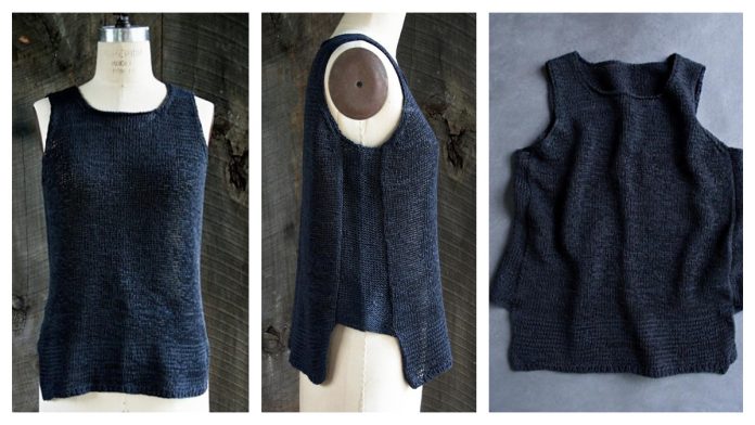 Notched Hem Tank Top Free Knitting Pattern