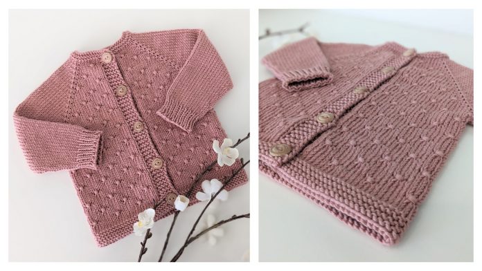 Button Stitch Baby Cardigan Free Knitting Pattern