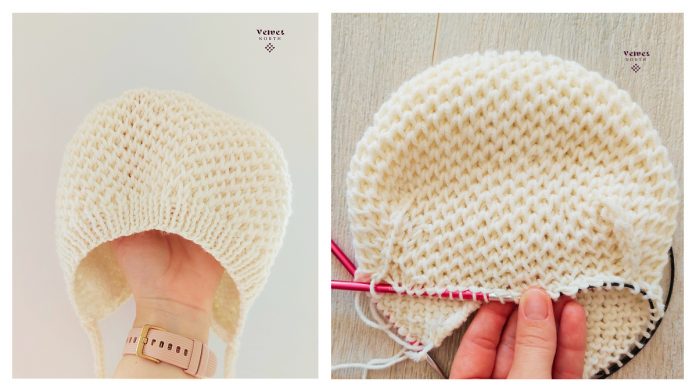 Honeycomb Brioche Baby Bonnet Free Knitting Pattern
