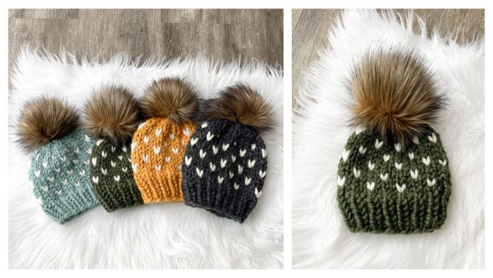 Little Hearts Hat Free Knitting Pattern