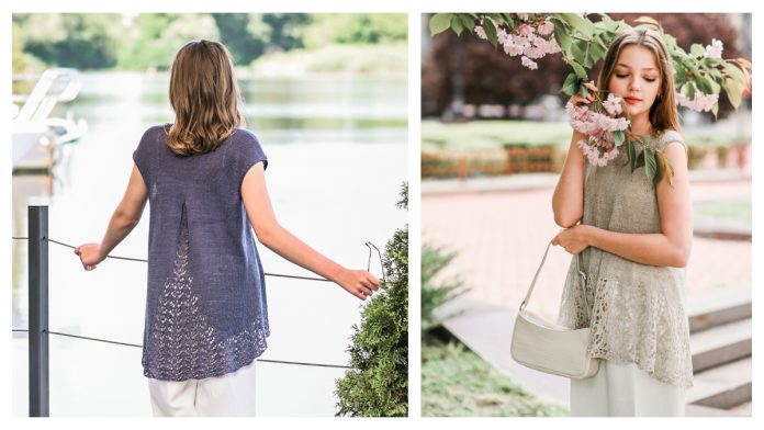 Summer Lace Edging Tee Top Knitting Patterns