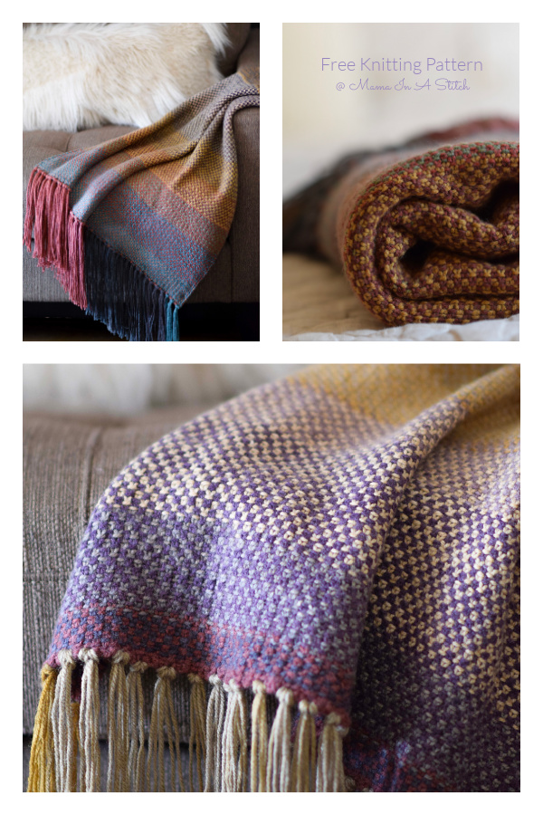 Woven-Look Throw Free Knitting Pattern