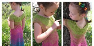 Girl's Rainbow Dress Free Knitting Pattern(6-12Y)